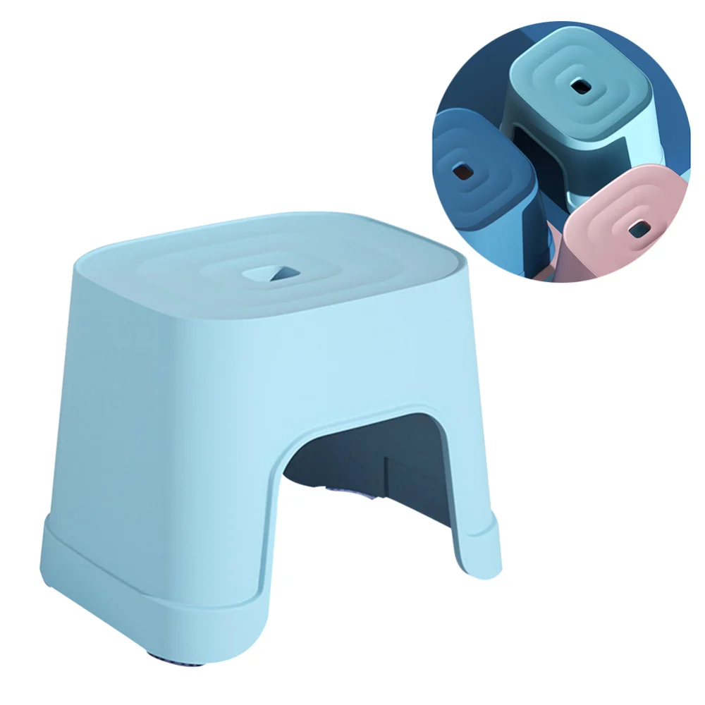 

1PC Anti-slip Stool Multi-use Step Stool Shoes Wearing Stool Small Bathroom Stool for Home Dorm (Blue)