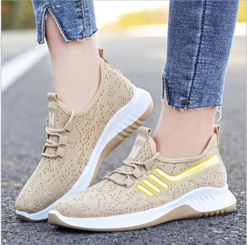 

Women's shoes 2020 autumn sneakers new flying woven casual running shoes breathable sports women shoes