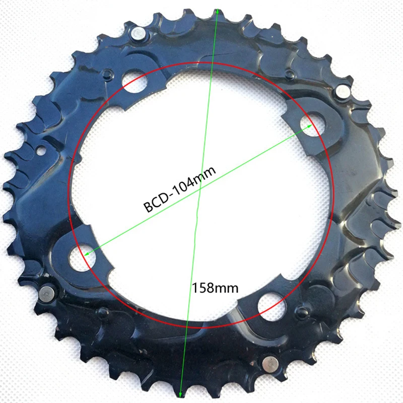 

Bicycle Steel Chainring 38T 4 Holes BCD104mm Front Bike Repair Chain Ring 7-11 Speed Universal For Double Disc Crankset Tooth