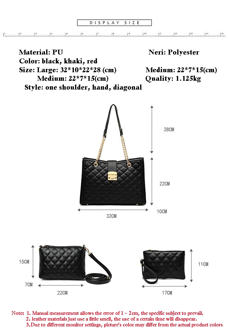 Комплект из 3 предметов, сумка на плечо, женские дорожные сумки, кожа, полиуретановый стеганый мешок, женские роскошные сумки, женские сумки, дизайнерские сумки
