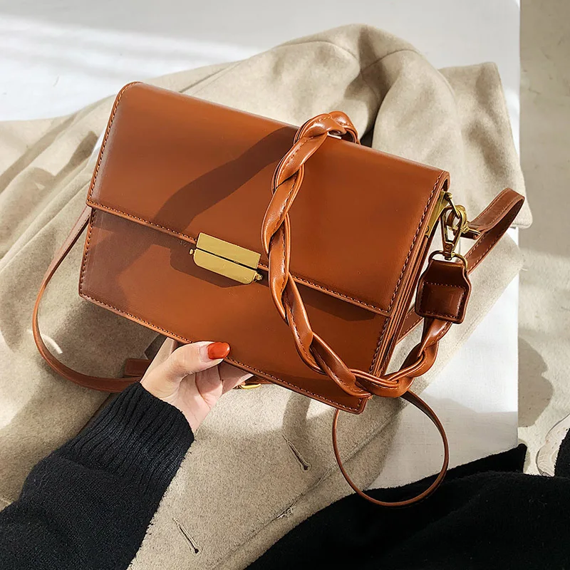 

Brand Designer PU Leather Women's Shoulder Bag Fashion Simple Handbag Small Square Crossbody Bag