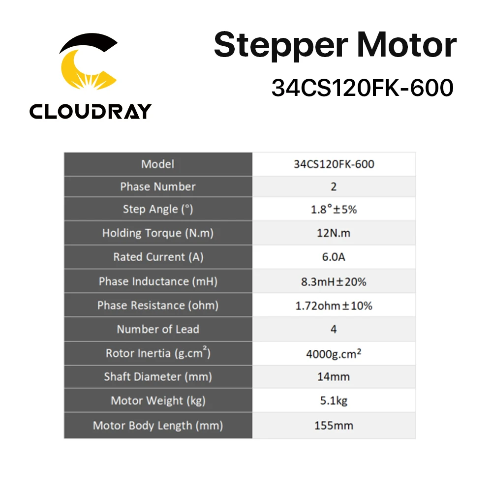 Комплект драйвера шагового двигателя Cloudray Nema 34 12 нм 6 0 А DM860S 2 4 А-7 для 3D-принтера