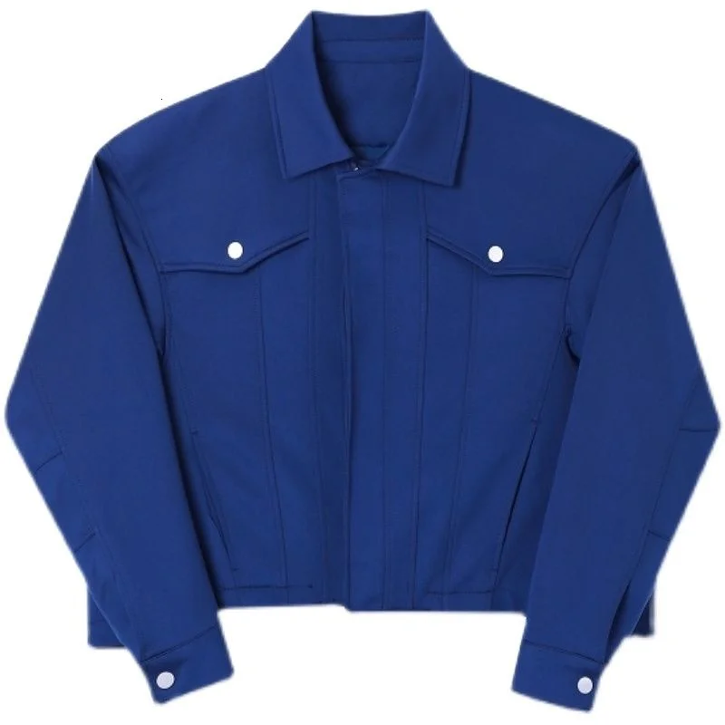 IEFB Menswear Pink Blue Jacket 2023 New Loose Lapel Zipper Long Sleeve Short Coat Autumn Winter Oversized Workwear Clothes 9D074 images - 6