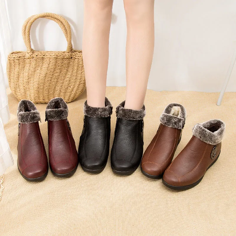 

Winter New Shoes Women Snow Boots Plush Warm Ladies Flat Soft Ankle Boots for Mom Casual Comfortable Women Feetwear