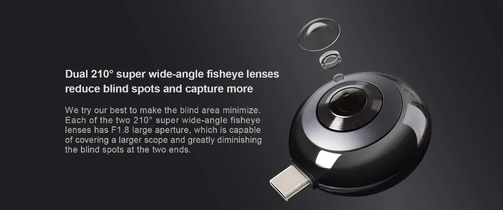 Xiaomi Madv Mini 13mp Cmos сенсор 360 градусов панорамная камера Vr для huawei Android Smart Mobile Poco Phone Pocophone F1 type C