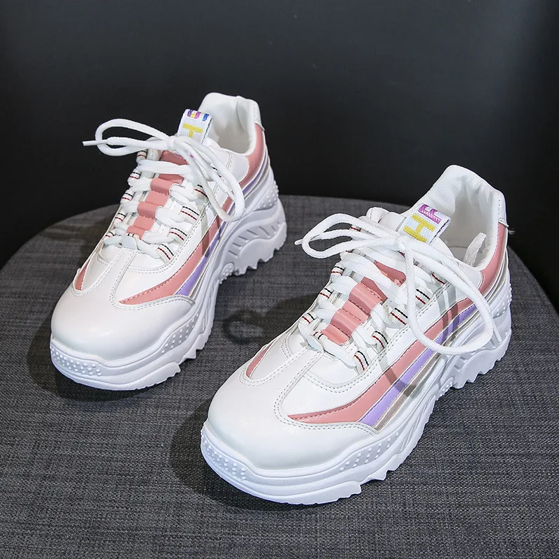 

Новые кроссовки; Женская обувь; Повседневная обувь на платформе; Лоскутный кроссовок из искусственной кожи; Женская спортивная обувь; Сезон...