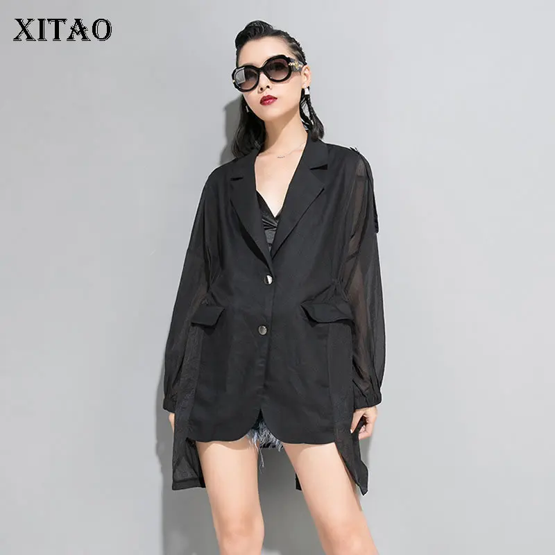 XITAO Асимметричная перспективная блузка для женщин тонкий зазубренный воротник