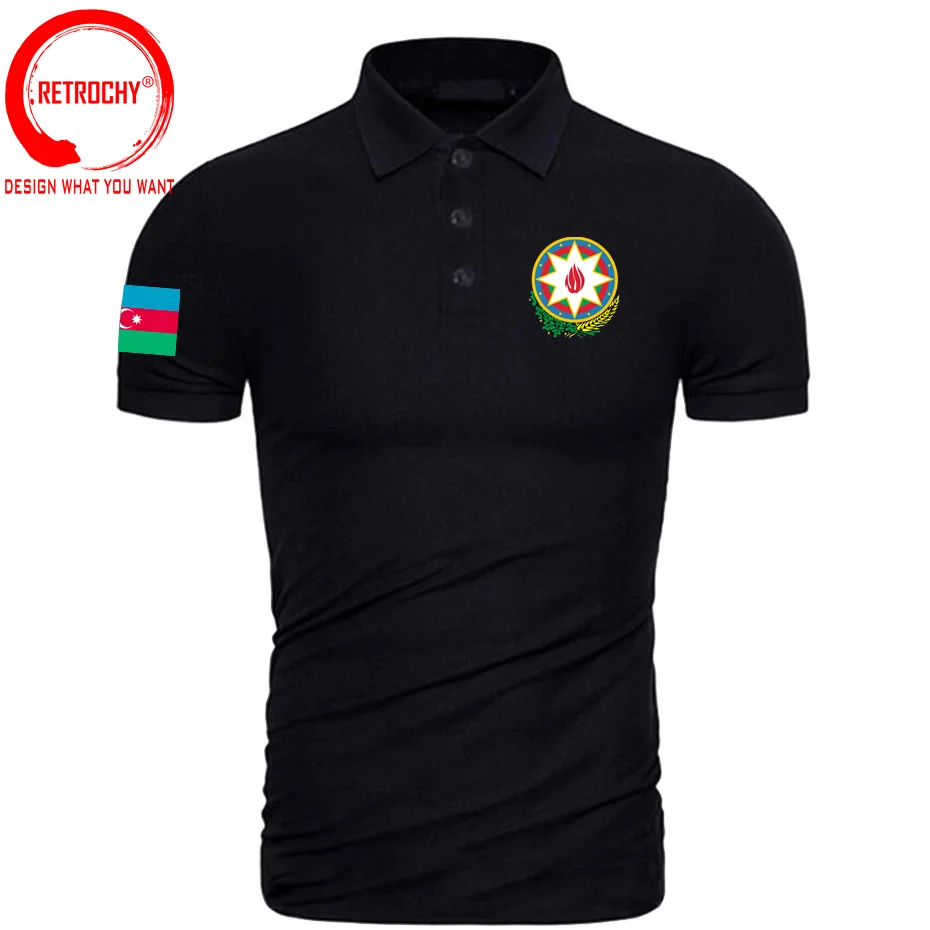 

Republic of Azerbaijan AZE polo shirts men short sleeve black navy brand print country 2022 nation emblem new fashion Polo Shirt