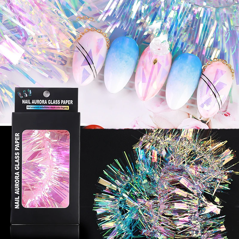 1 лист голографическая Стекло ногтей Стикеры градиент Аврора передачи Фольга