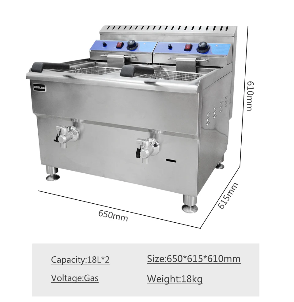 XEOLEO Коммерческая фритюрница глубокая фритюрница mechine LPG газовая фритюрница из нержавеющей стали жареная курица машина картофель фри для KFC 18L* 2
