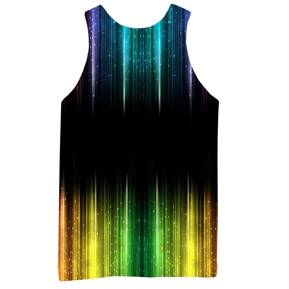 

Rainbow Tank Top For Men 3D Print Sleeveless Colorful Pattern Top Summer Graphic Vest