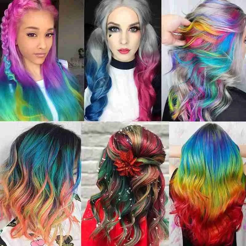 

Ammonia-free Mermaid Hair Coloring Cream Cover White Step Hair Shampoo One Dyeing Safe Multi-segment Hair Tea Black Color M C7I8
