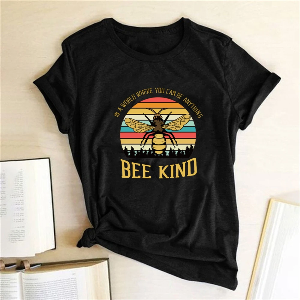 

BEE KIND Print T-shirts Women T Shirt Summer Graphic T Shirts Women Aesthetics Woman Clothes Casual Tee Shirt Mujer Camisetas