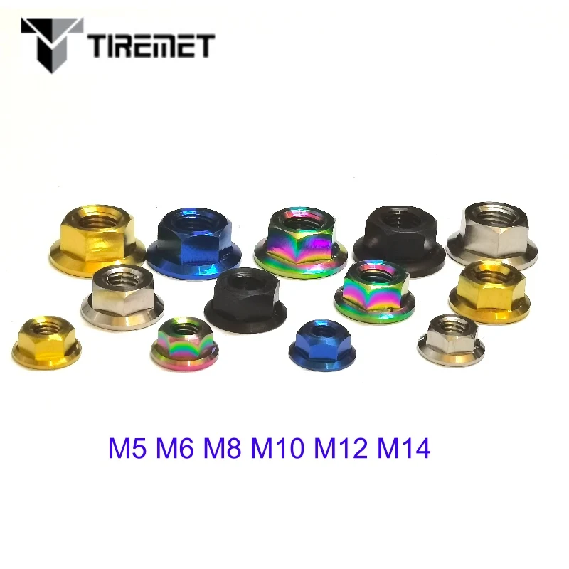 Титановые фланцевые гайки Tiremet M5 M6 M8 M10 M12 M14 для велосипеда мотоцикла
