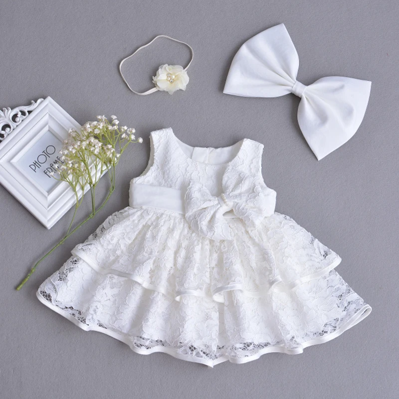 Кружевное платье для маленьких девочек белое Болеро одежда крещения дня