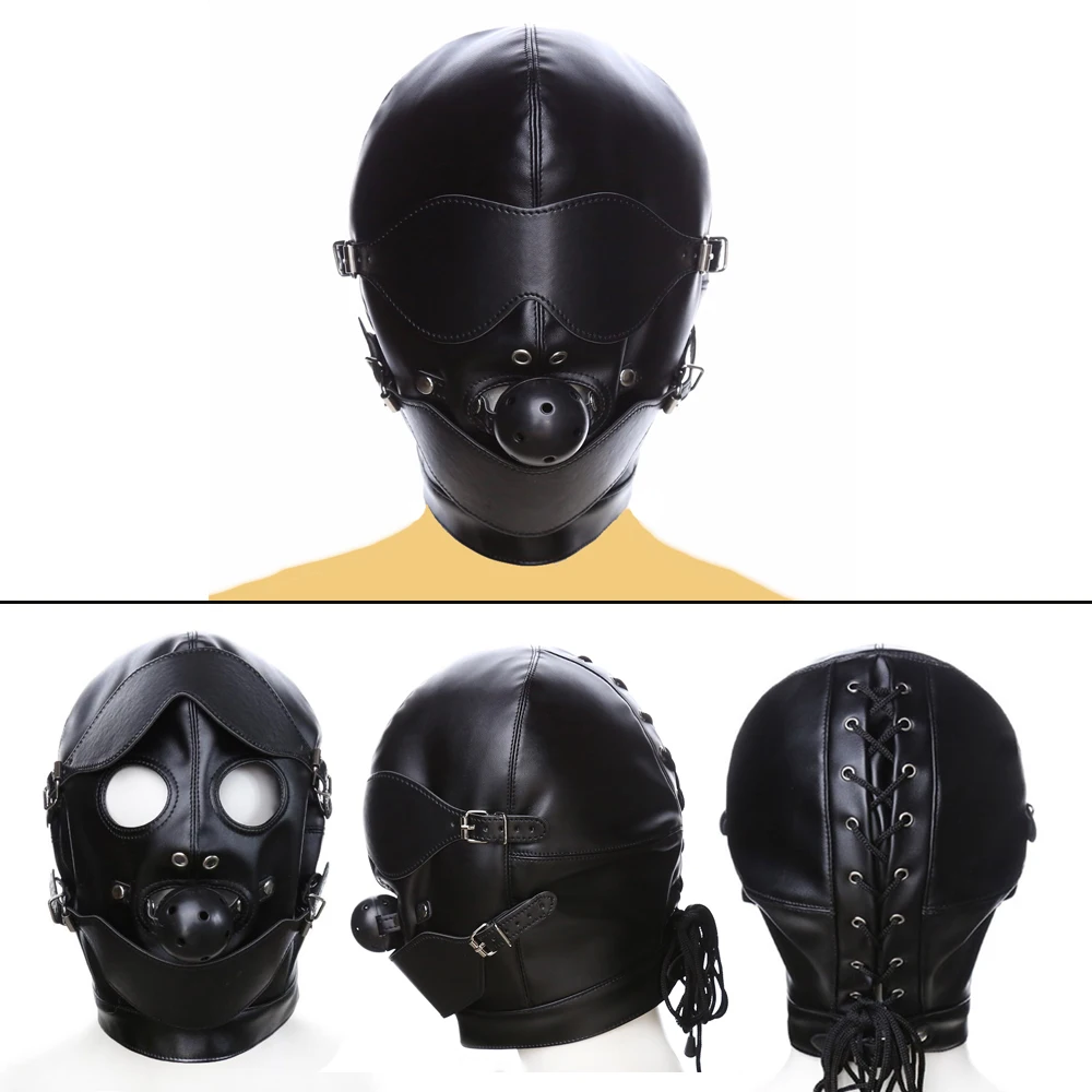 Эротическая кожаная набивная маска для секса вечевечерние БДСМ упряжка бандаж