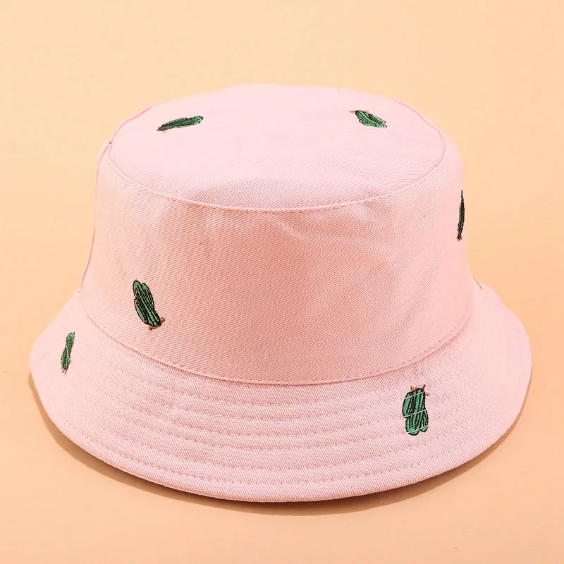 

LDSLYJR plant embroidery Double-sided wear Bucket Hat Fisherman Hat outdoor travel hat Sun Cap Hats for Men and Women