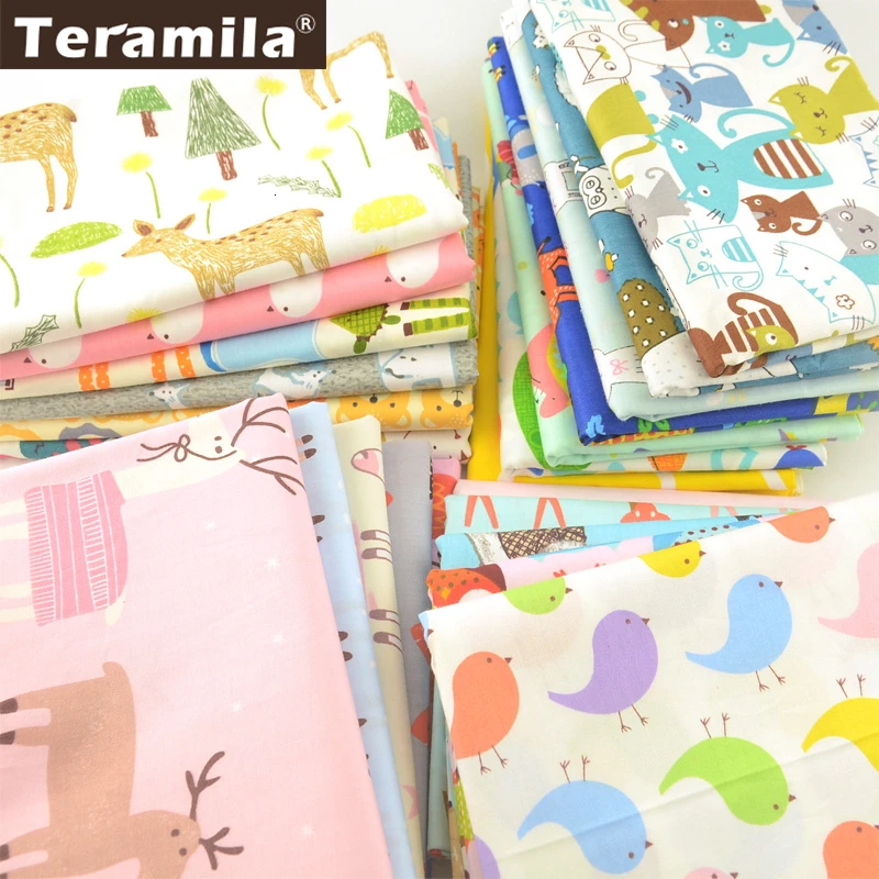 Teramila 100% хлопок ткань метров 50x160 см мультфильм животных Дизайн tetas DIY лоскутное