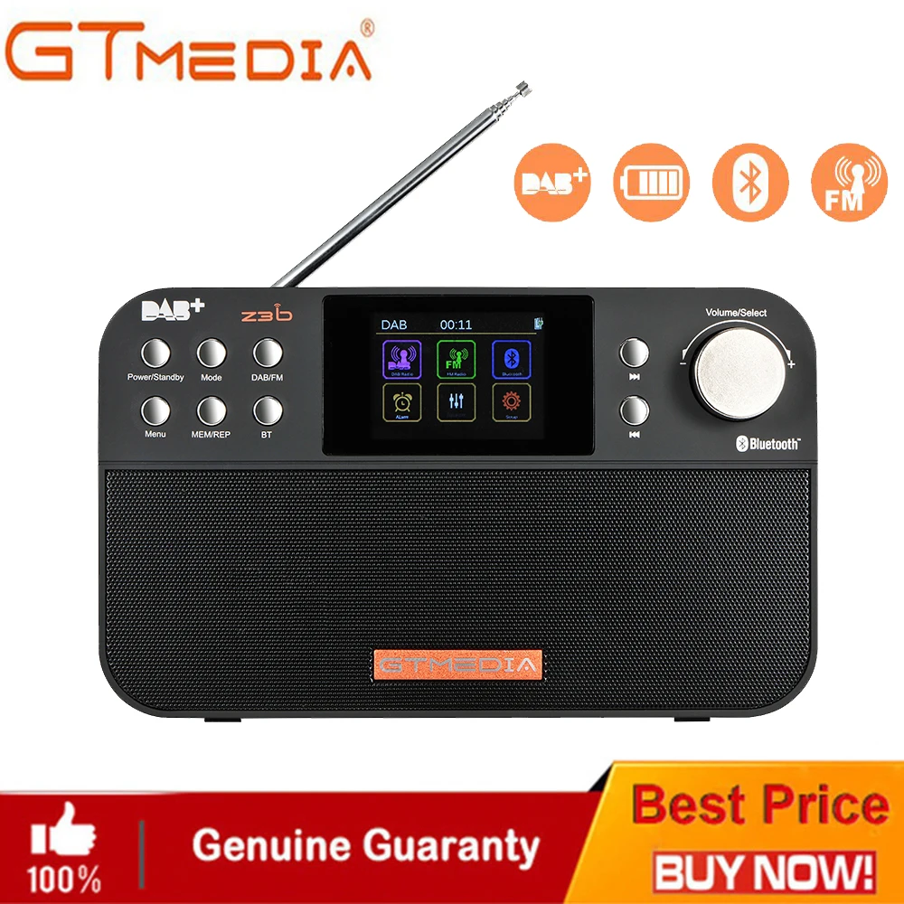 GTMEDIA Z3B Z3 DAB+ приемник Портативный цифровой DAB FM стерео радио приемное устройство с 2,4 дюймов TFT Дисплей Bluetooth часы-будильник