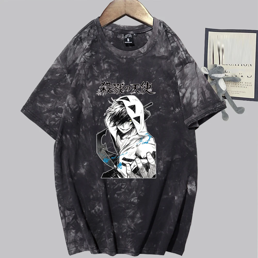 

Унисекс с рисунком из аниме ангелы смерти модные футболки с короткими рукавами и круглым вырезом с принтом тай-дай футболка