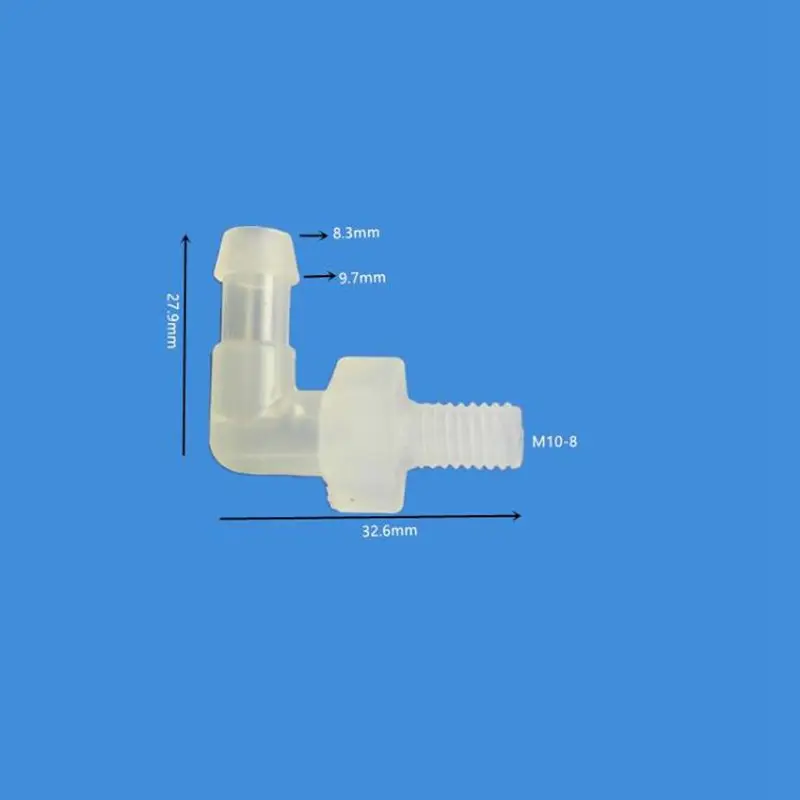М10 Метрическая резьба до 8 мм бородка пластиковый коленчатый штуцер для труб