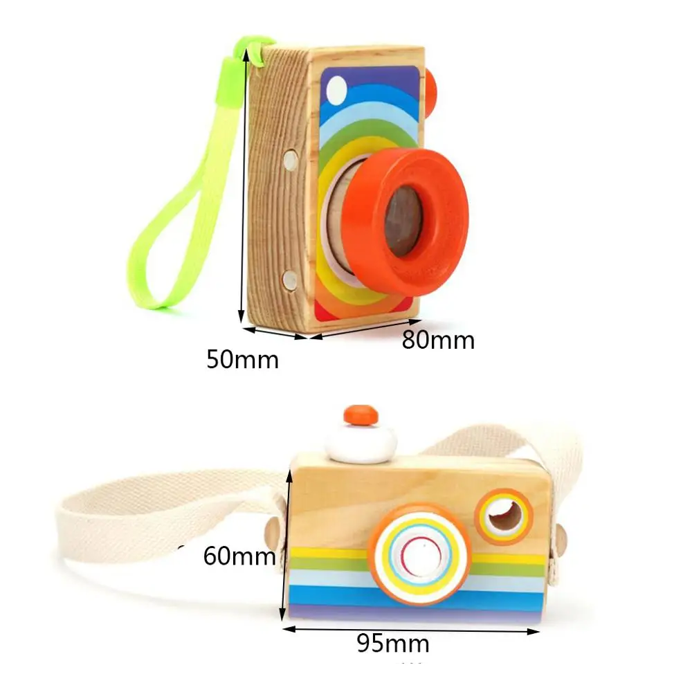 

Nordic Hanging Wooden Camera Montessori Toy with Strap Children Kids Room Decoration Photography Props