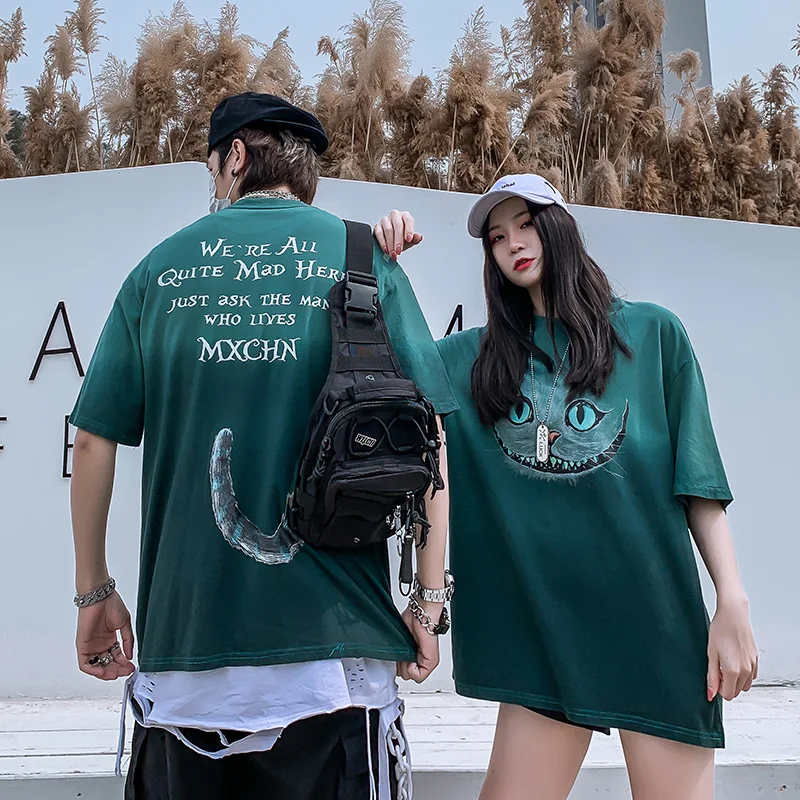 Модная футболка для мужчин и женщин с коротким рукавом принтом котенка большие