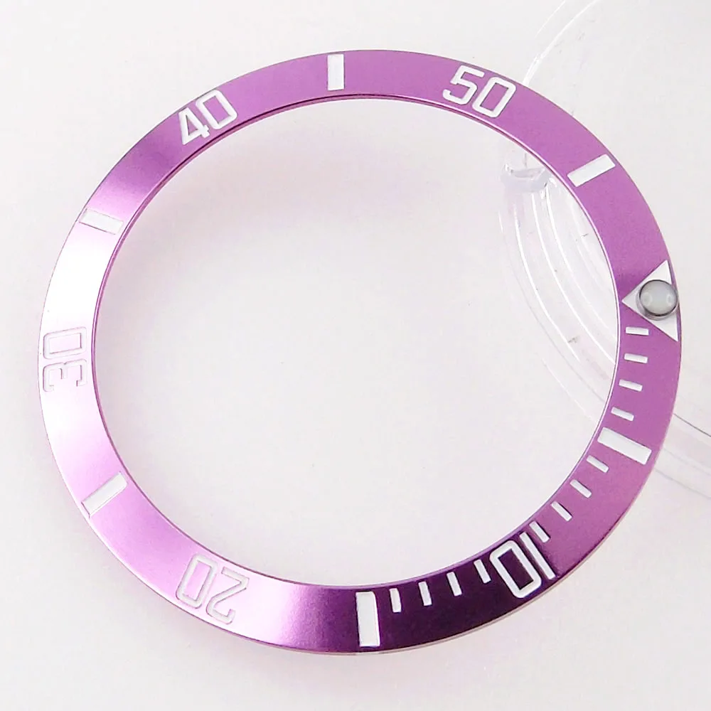 New 38MM Orange/Pink Alloy aluminum Bezel Luminous Dot Watch Bezel Insert For 40MM Automatic Movement Watch