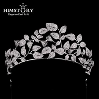 himstory top quality luxury wedding bridal leaf cubic zirconia girls zircon zirconia tiaras crowns headbands