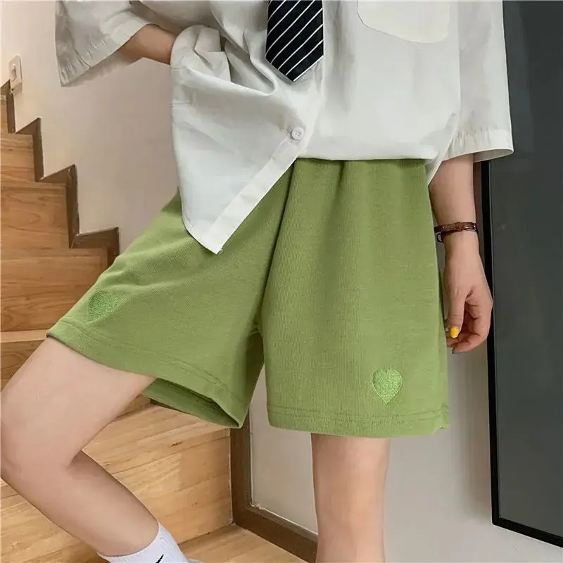 Шорты женские однотонные с вышивкой милые модные в японском стиле уличная одежда