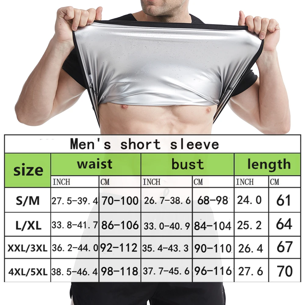 

Men Hot Sweat Sauna T Shirt Slimming Workout Weight Loss Tank Top Tee Shirts Body Shaper Man Tshirt Sauna Effect Suit Shaperwear