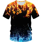 Летняя Детская 3D футболка для мальчиков и девочек, красочная футболка в стиле Харадзюку с изображением ледяного и огненного галактического пространства, Детская футболка, одежда для вечеринки, топы