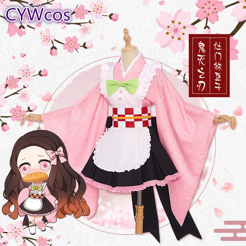 Демон убийца Kamado Nezuko Kochou Shinobu Kanroji Mitsuri Kibutsuji Tsuyuri Косплей Костюм наряд горничной