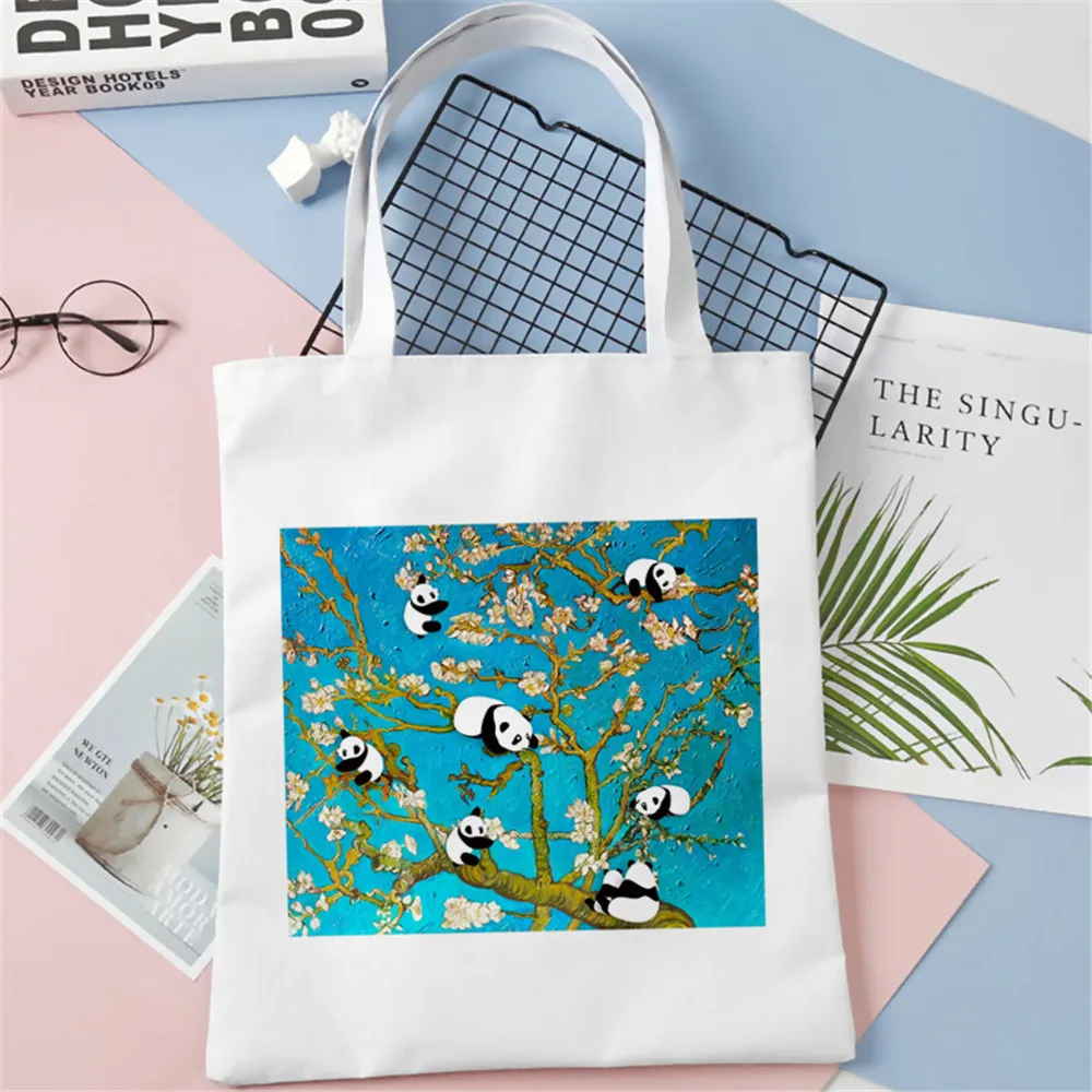 

Сумка-тоут с принтом Ван Гог, многоразовая, холщовая