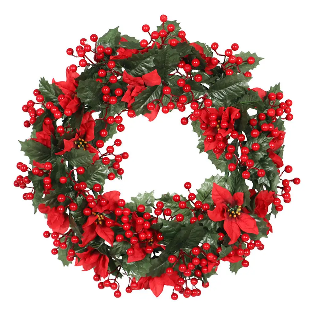 

Искусственные листья, цветочный венок, красный фрукт для вечевечерние, украшение для входной двери