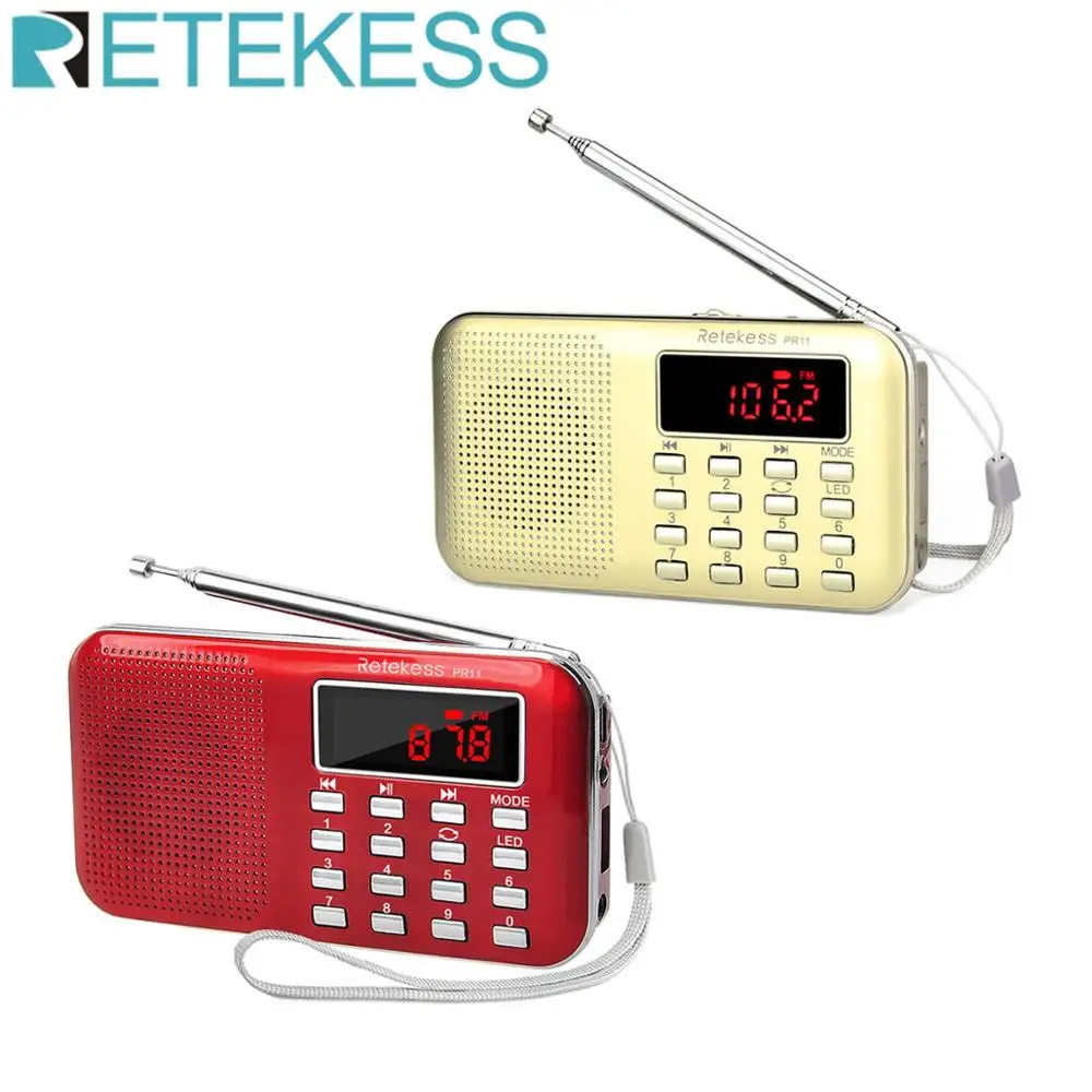 Портативный радиоприемник RETEKESS PR11 FM AM двухдиапазонный цифровой мини с USB mp3