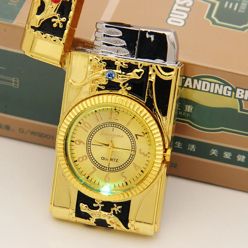 Часы с цветными лампами Электронная зажигалка возможностью сверхтонкого ветра