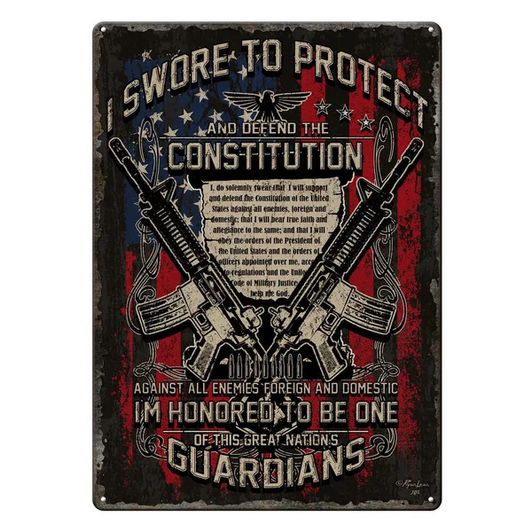 

River's Edge Products Tin Sign American Guardians Weatherproof 8"x12"