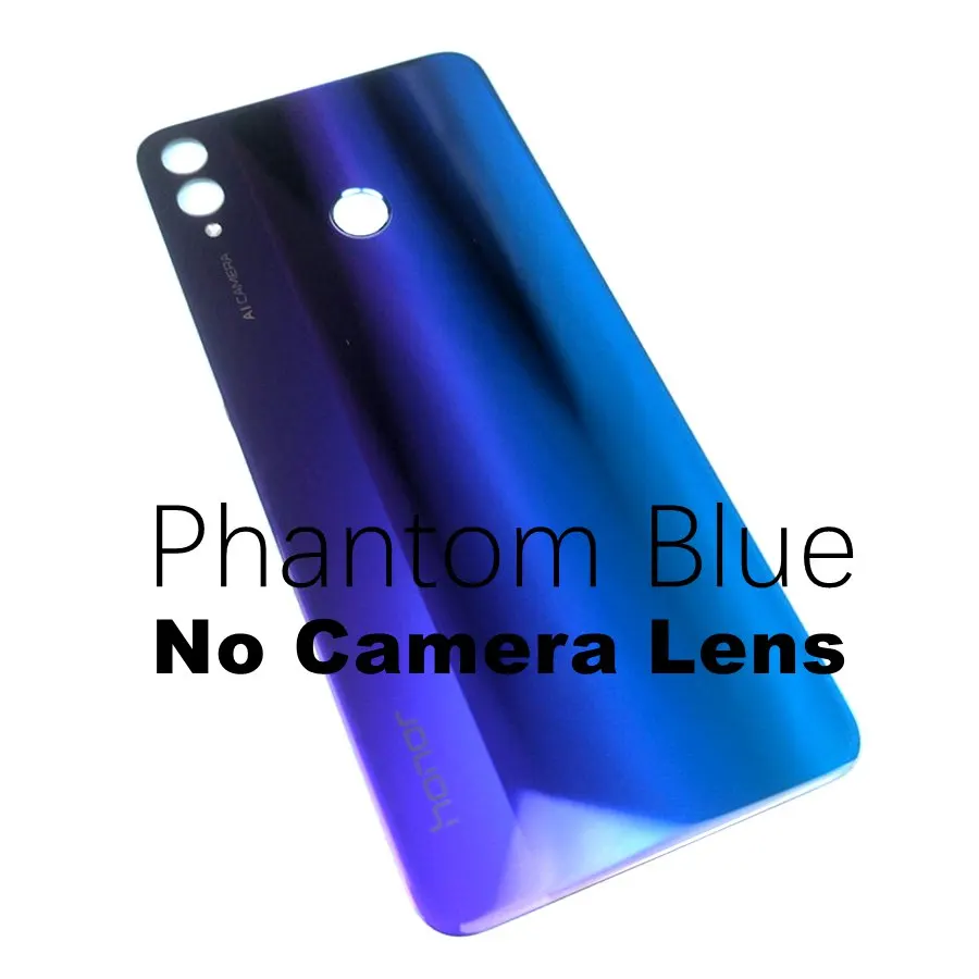 Для Honor 8X крышка батареи Задняя стеклянная дверь Корпус чехол Задняя панель с объективом камеры для HUAWEI Honor 8X крышка батареи+ клей - Цвет: Phantom Blue No Lens