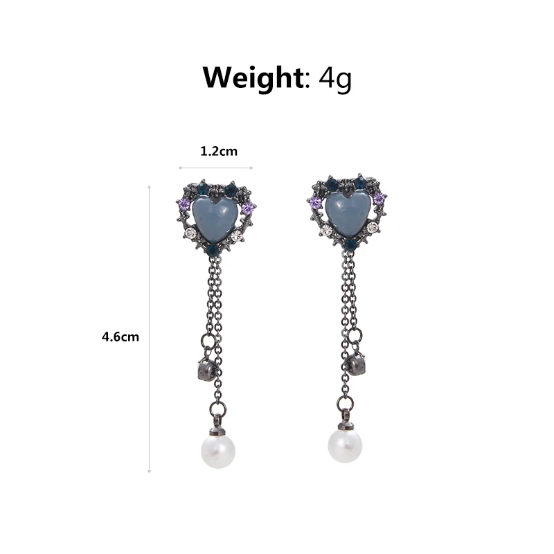 Модные корейские висячие серьги с блестящими кристаллами Love Heart длинная цепочка