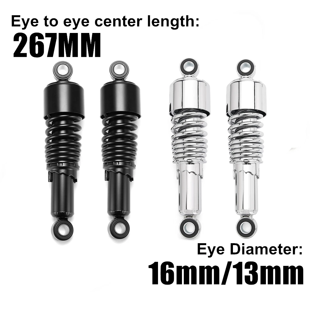 

267mm Rear Progressive-Shocks Suspension Shock Absorber 16MM 13MM For Harley Dyna Sportster Touring 1200 Custom Roadster 883