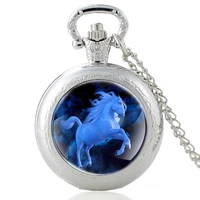 high quality ghost horse vintage quartz pocket watch pendant clock watch men women charm glass dome necklace best gifts