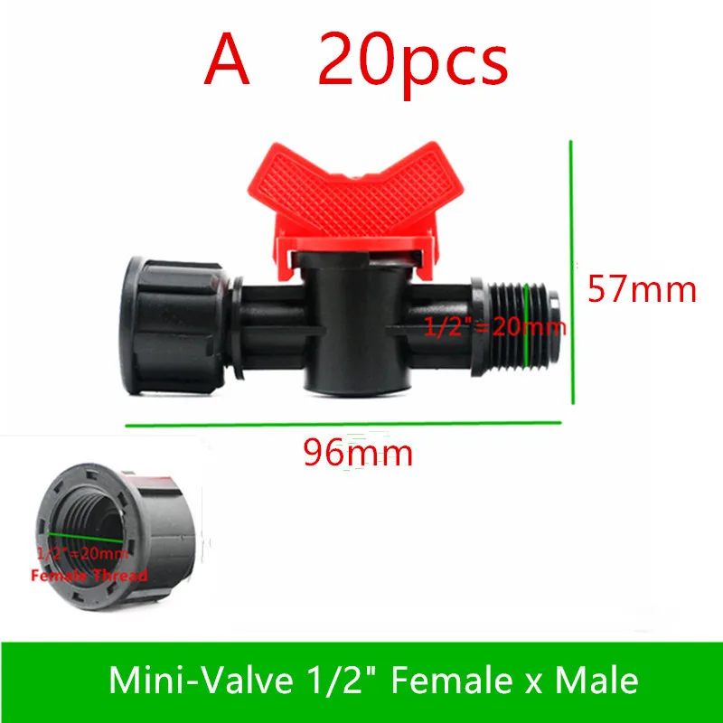 Мини клапан для садового орошения 3/4 дюйма 1/2 20 шт.|micro irrigation connector|irrigation connectorgarden
