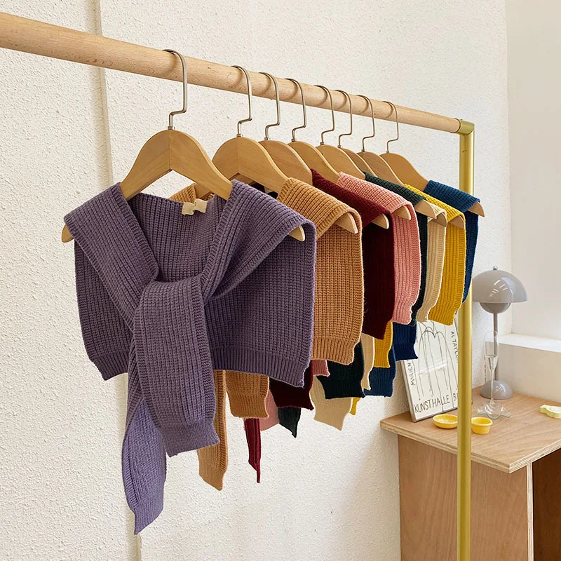 

Linbaiway Fake Collars for Children's Knitted Shawl Solid Color False Collar Decoration Girls Shirt Kids Detachable Collars