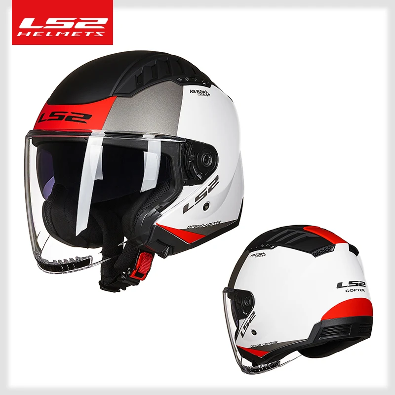 

Capacete LS2 of600 Ретро мотоциклетный шлем ls2 Copter с открытым лицом, винтажный скутер с двойными линзами, шлемы casco moto
