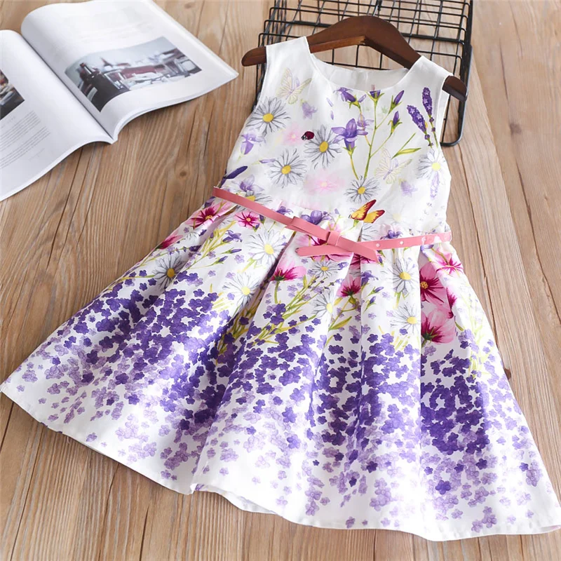 Fashion Girls Vest Dress Summer Printed Evening Dresses For Girl Cotton Kids Princess Children's Clothing 2-9 Years | Детская одежда