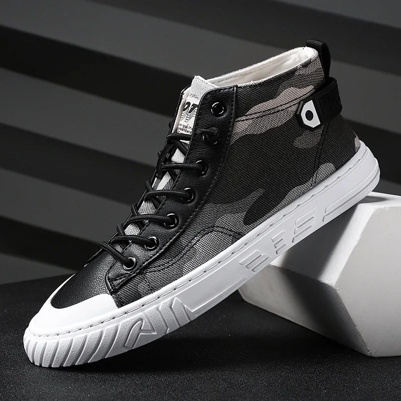 Холщовые кроссовки унисекс высокие на шнуровке Классическая Повседневная обувь