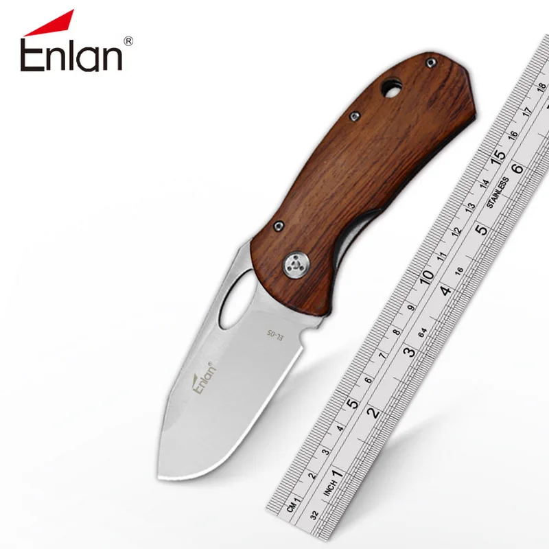 Складной карманный нож Enlan с деревянной ручкой для спорта на открытом воздухе