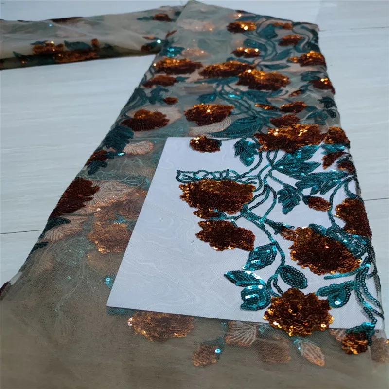 

Multicolor African Lace Fabric Blue Guipure Lace with sequins Embroiderey Cord Lace Fabric High Quality Nigeria Lace Fabric