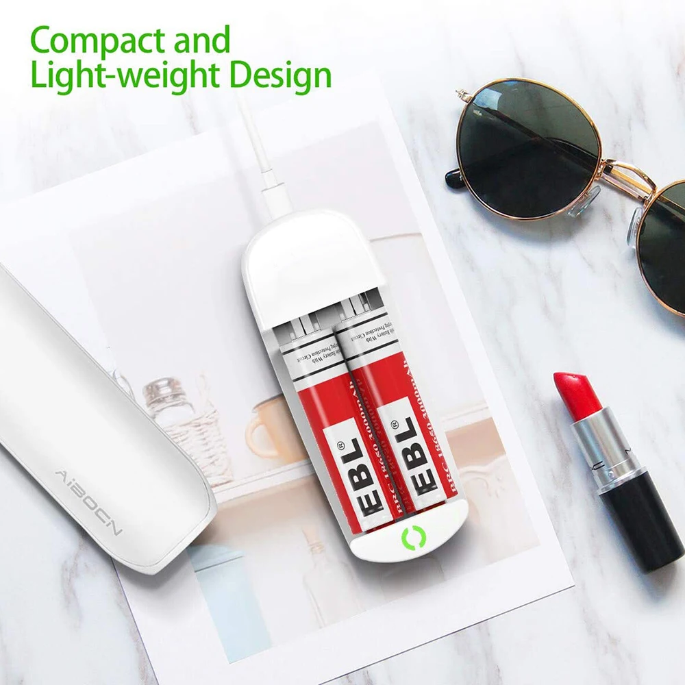 Зарядное устройство для аккумуляторов 18650 умное зарядное с 2 слотами USB 26650 18350 32650